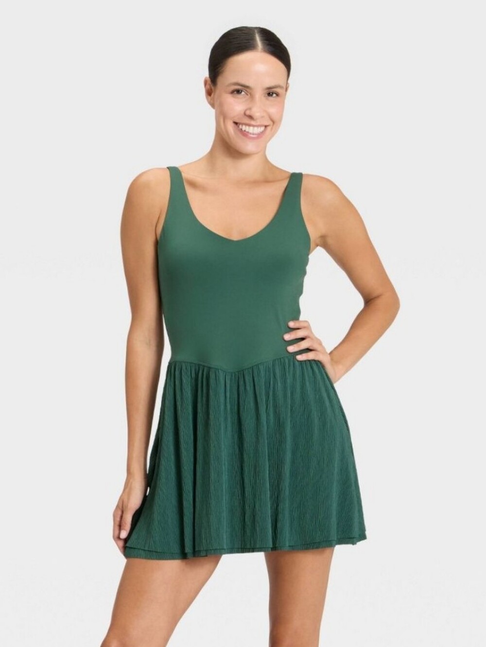 Women Knit Plisse Active Dress - All In Motion Green Medium